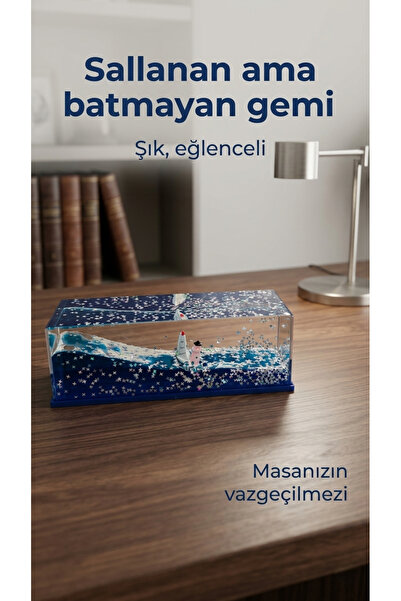 VizyonumVar Concept Dekoratif Batmayan Gemi Şişe Akvaryum - Sıvı Yoğunluklu D...