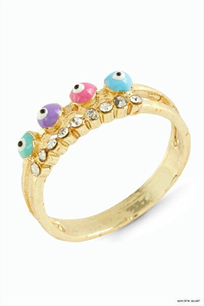 ZERO LAND Spt-Gld Nazar Mineli Stone (191411) Ring 9