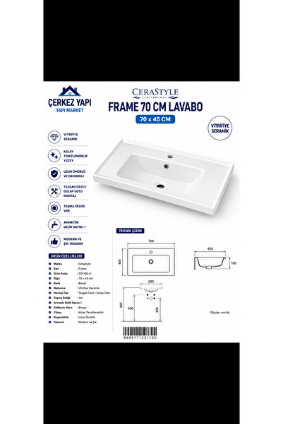 Genel Markalar Cerastyle Frame 70 cm Lavabo