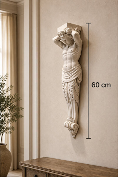 Yaratıcı sanatlar atölyesi 60 CM Polimer Kaplı Mitolojik Atlas Figürü Antik T...