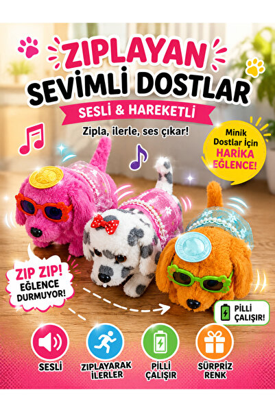 Minikoo Kids Pilli Zıplayan Köpek Oyuncak | Sevimli Peluş Hareketli Köpek