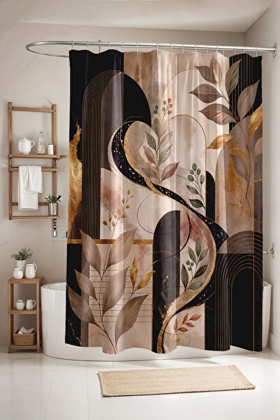 EVPANYA Bathroom Curtain, Abstract Flowers Patterned Shower Curtain, Bathtub ...