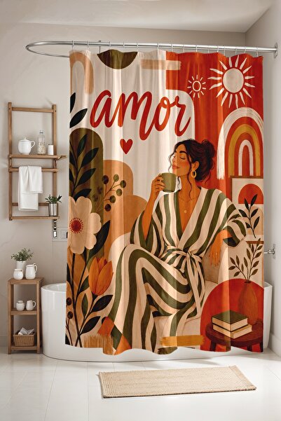 EVPANYA Bathroom Curtain, Amor Kahveci Women's Patterned Shower Curtain, Bath...