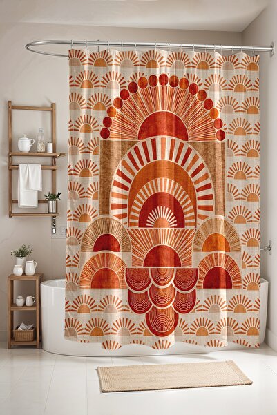 EVPANYA Bathroom Curtain, Abstract Sunrise Pattern Shower Curtain, Bathtub Cu...