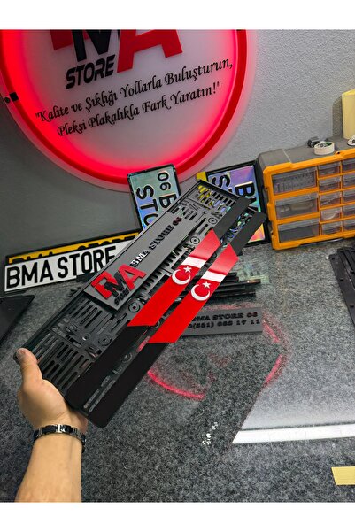 BMASTORE06 Kırmızı Ay Yıldız Pleksi Plakalık(1çift,2adet)