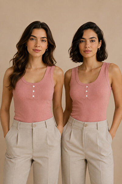 Nymora Women's 2-Piece U-Neck Buttoned Thick Strap 95% Cotton Camisole Unders...