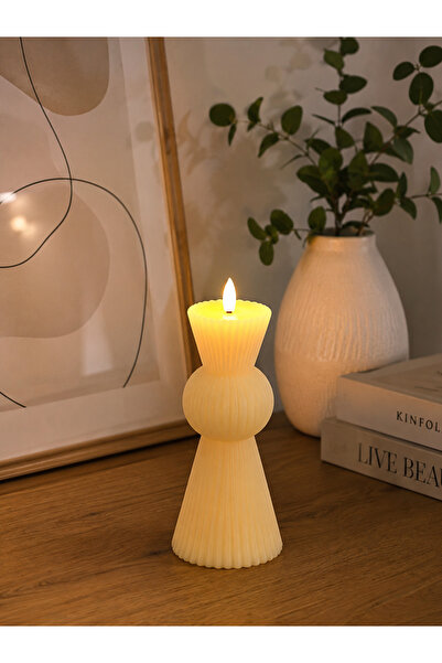 Generic Brand Decorative LED Candle with Flame, Sculptural Design, Cream, for...