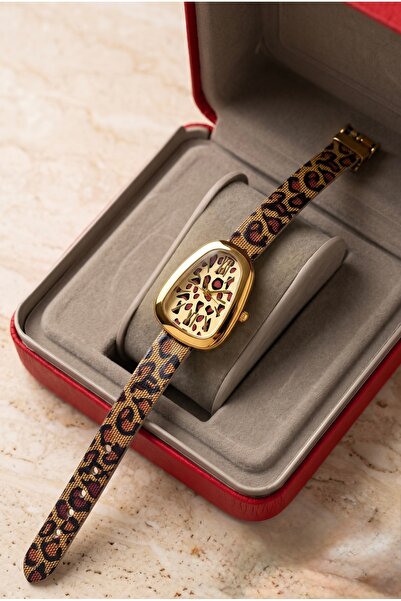 KLISHE Luxury Women's Steel Watch Leopard Dial & Patterned Band Special Premi...