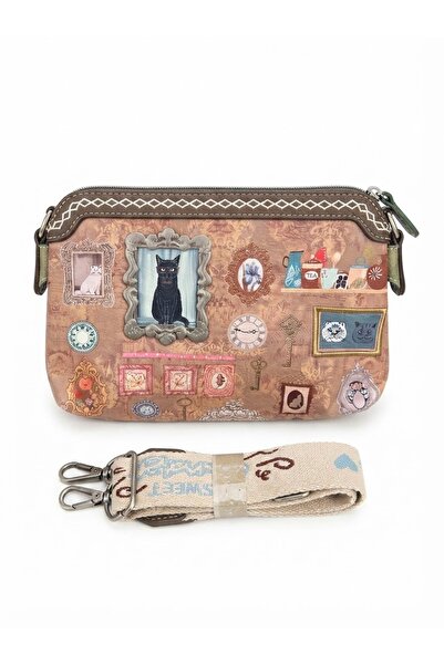 Sweet Candy Cat Design Crossbody Bag with 2 Main Compartments for Women