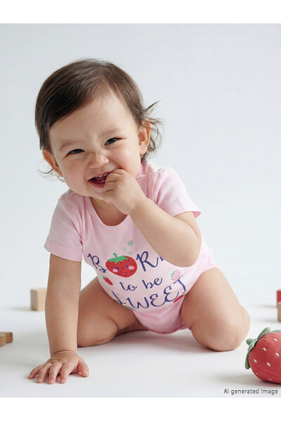 LC Waikiki Nevavm Oval Collar Baby Girl Snap Fastener Bodysuit