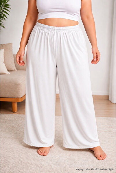 SEWANO Women's Plus Size 100% Cotton Oversize Combed Cotton Wide Leg Pants