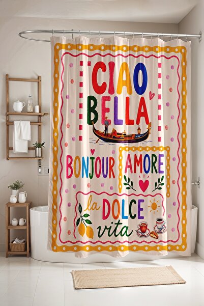 EVPANYA Bathroom Curtain, Popart Amore Patterned Shower Curtain, Bathtub Curt...