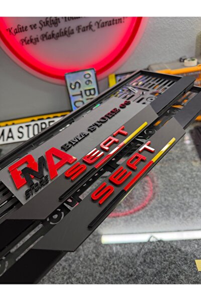 BMASTORE06 Seat Yazılı Alman Şeritli Mat Model Pleksi Plakalık (1çift,2adet)
