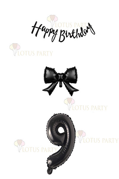 LOTUS PARTY Small Black Ribbon Balloon 1 Piece - 1 Piece Black 76 cm Number B...