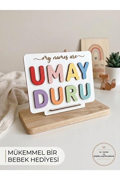 Runc Design Kişiye Özel İsimli Ahşap Bebek Puzzle - Standlı Montessori Ahşap ...