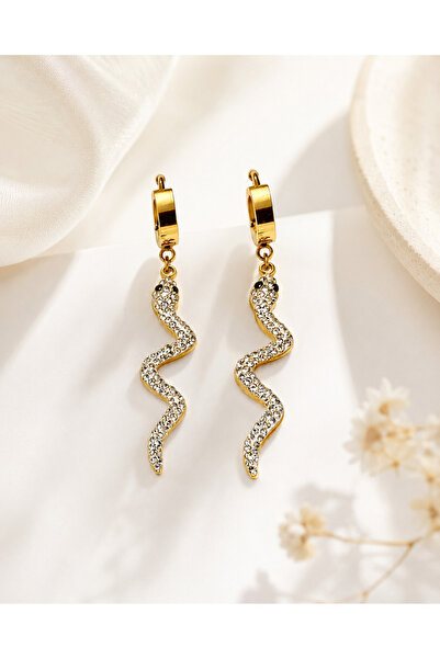 Archhazel Jewelery Zara Snake Gold Steel Earrings