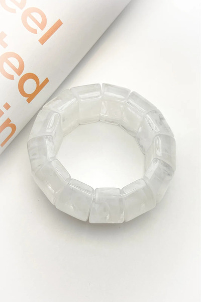 roshel Ice White Flexible Transparent Beaded Bracelet
