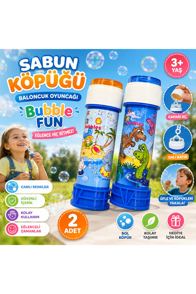 By MO Accessories 2’li Üflemeli Sabun Köpüğü Baloncuk Seti – Çocuklar İçin Köpük Balon Üfleme Oyuncağı, Bubble Oyunu