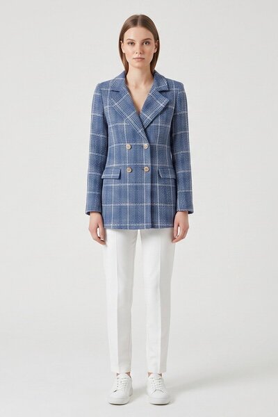 Lafela Kruvaze Kapama Tüvit Dokulu Oversize Blazer Ceket