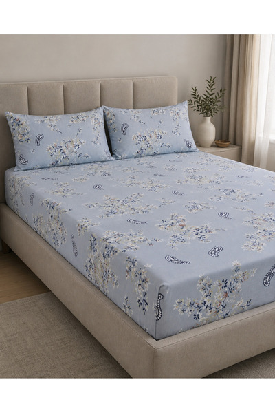 H&F Trendline Floral Patterned King Size Double Elastic Sheet Set 180X200X30 ...