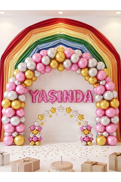 "Yaşında" yazılı Pembe Folyo Balon