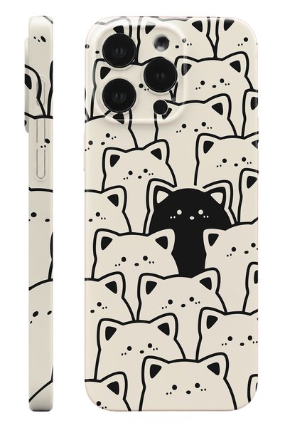 WANNA PROTECT iPhone 14 Pro Max Siyah Kedi Protect Slim Parlak Tam Kaplayan B...