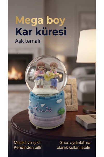 VizyonumVar Concept Premium Büyük Boy Işıklı ve Müzikli Kar Küresi - Pilli De...