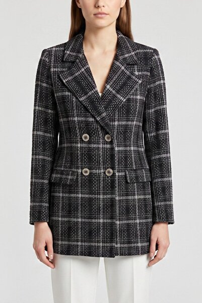 Lafela Kruvaze Kapama Tüvit Dokulu Oversize Blazer Ceket