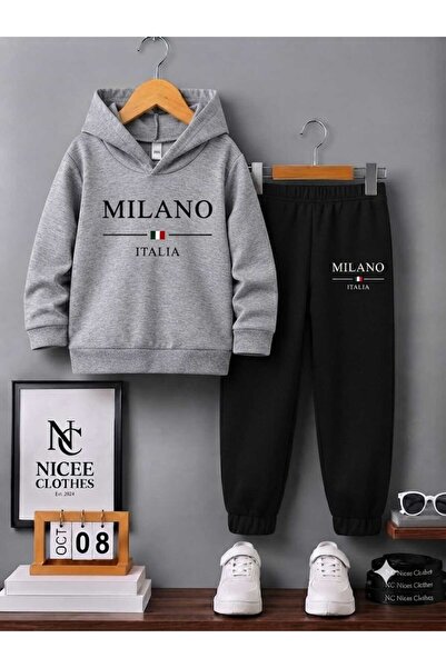 Leto Lykia Children's Tracksuit Unisex (Black Milan Flag Italy Winter)