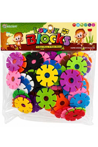 Qimene Set Fulgi de Construcție pentru Copii, 70 Piese Colorate, 4 cm, Joc Ed...