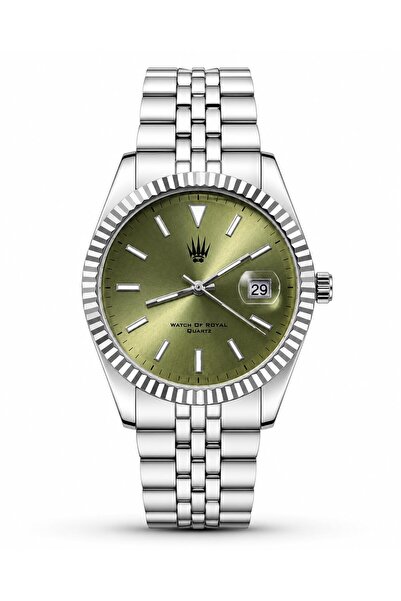 WATCHOFROYAL Imperio Silver Green Steel Wrist Watch