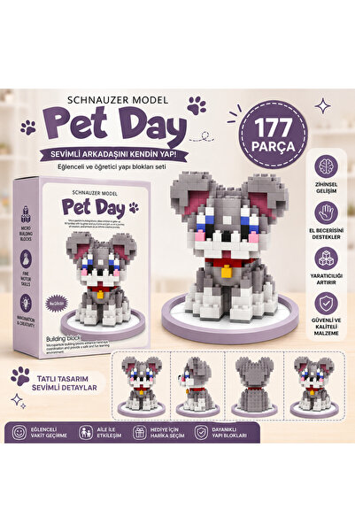 By MO Accessories 177 Parça Schnauzer Mini Blok Yapım Seti – 6+ Yaş Eğitici Yaratıcı 3D Köpek İnşa Oyuncağı 🐶💜