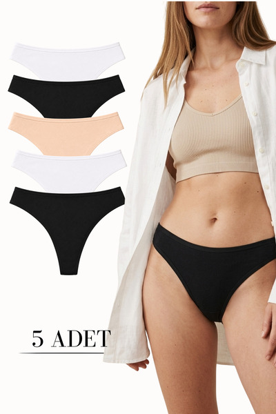 LİBELLA İÇ GİYİM Women's Thong Panties Cotton Lycra Flexible Comfortable Stri...