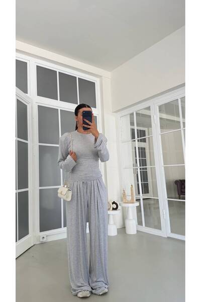 khar Vatkalı Beli Ayarlanabilir Bluz Beli Lastikli Pantalon
