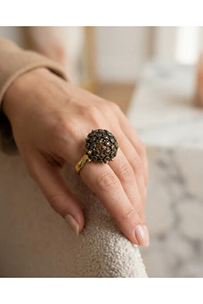 Dorvina Bronze Women's Ring Authentic Copper Jewelry Margazite Worked Topaz M...