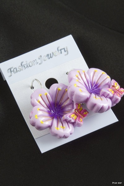 ZERO LAND Ilkestor Flower Plastic Clip (230032) Earrings Lilac