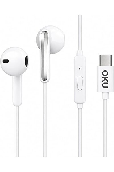 Oku -23 Type C Wired Earphones with Mic, Stereo Sound & In-Line Control
