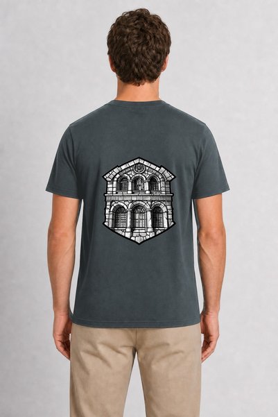 WAKHA Men's Barcelona Architectural Engraving Pattern Back Print - Smoked