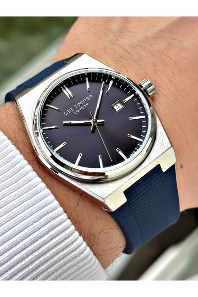 Lee Cooper Navy Blue Color with Calendar 5 Atm Calendar Soft Touch Silicone C...
