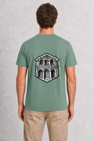 WAKHA Men's Barcelona Architectural Engraving Pattern Back Print - Green