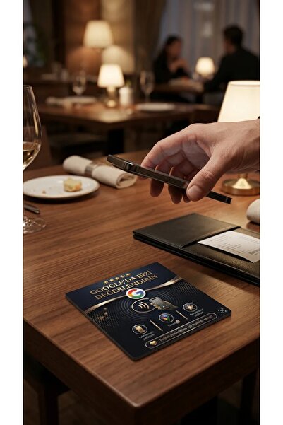 TEMASSİZPUAN Google Yorum NFC Kartı – Hazır Yapışkanlı Akıllı İşletme Yorum Kartı | Standsız