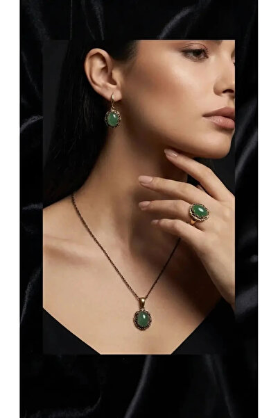Dorvina Bronze Women Copper Women Jewelry Set Aventurine Stone Vintage Neckla...