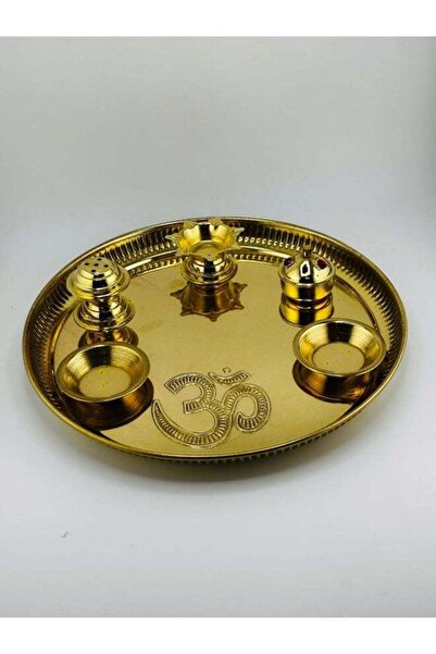 Generic Aksharveda Premium Brass Decorative Pooja Thali Set | 12 Inch