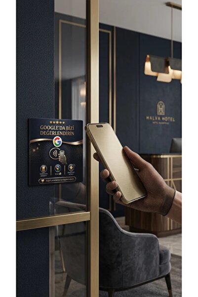 TEMASSİZPUAN Google Yorum NFC Kartı – Hazır Yapışkanlı Akıllı İşletme Yorum Kartı | Standsız
