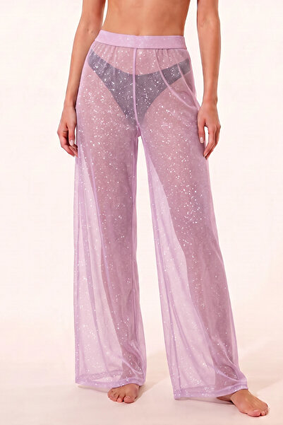 Atelier Tuberose Pantalone od tula pareo, srebrnasto, puder roze, providne pa...