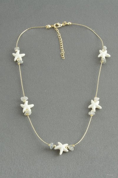 ZERO LAND Ilkestor Starfish Broken Natural Stone (10624) Necklace Gray