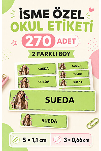 StickerAtölye İsme Özel Manifest Sueda Etiket Sticker - Okul Etiketi 270 Adet...