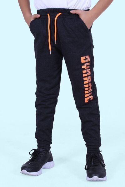 EYAX MODA Phosphorescent Printed Boys' Double Pocket Anthracite Sweatpants