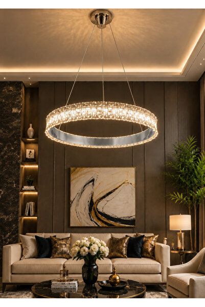 Generic Brand Modern Ring Chandelier 60 cm with Three Colors Lighting Perfect...