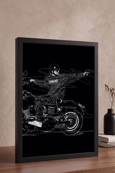 Günışığı Atölyesi Sons of Anarchy Jax Teller Çerçeveli Tablo – SAMCRO Motosik...
